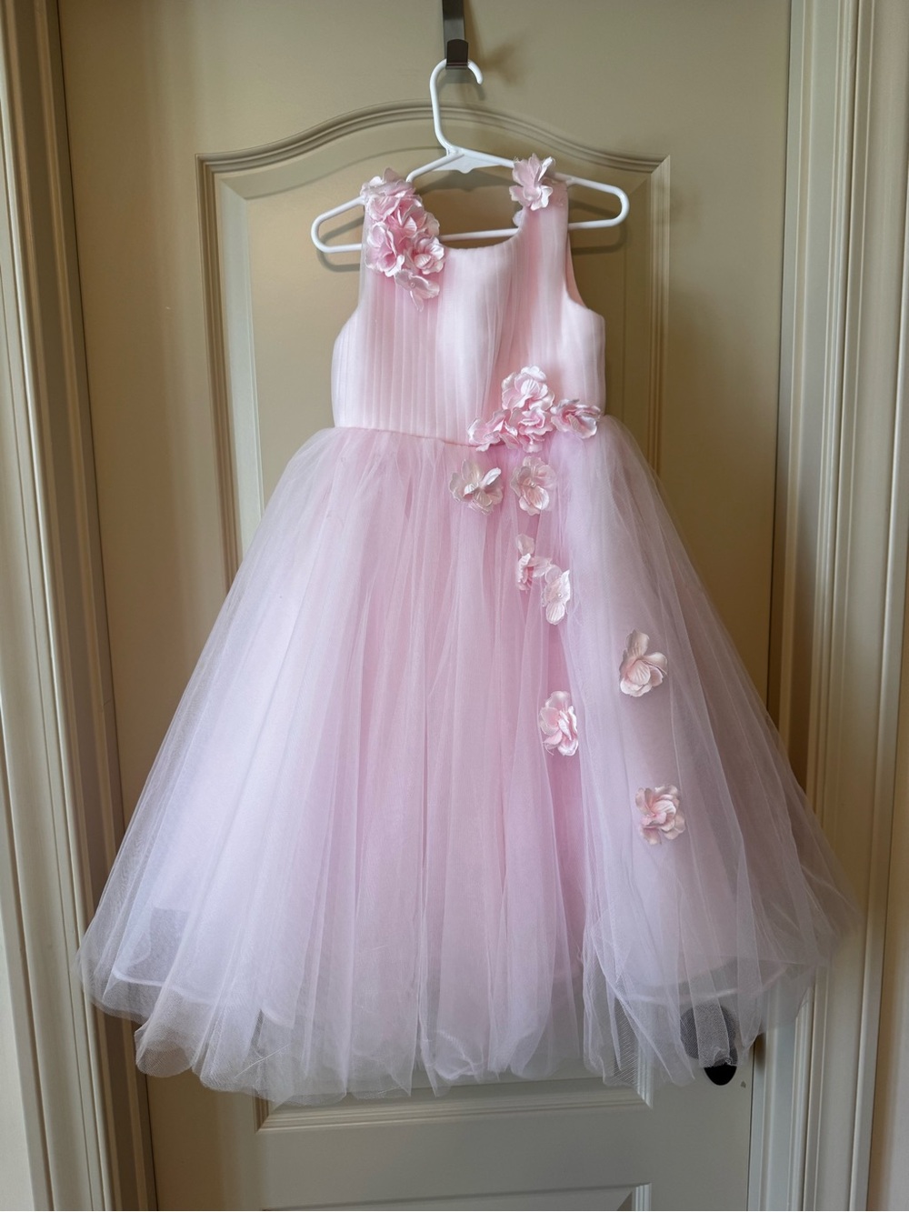 JJs House Yanely Pink Floral Tulle Flower Girl Dress